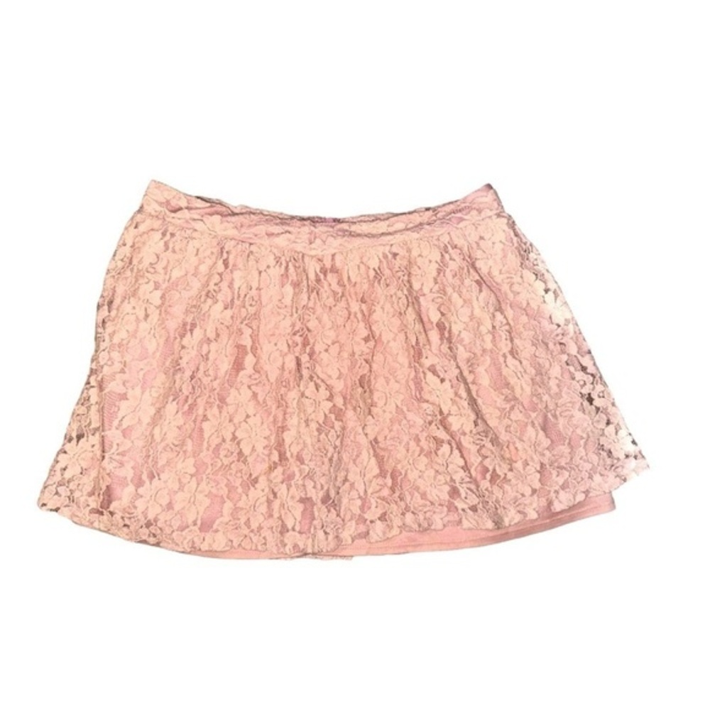 Y2K deb Blush Floral Lace mini skirt size Medium‎